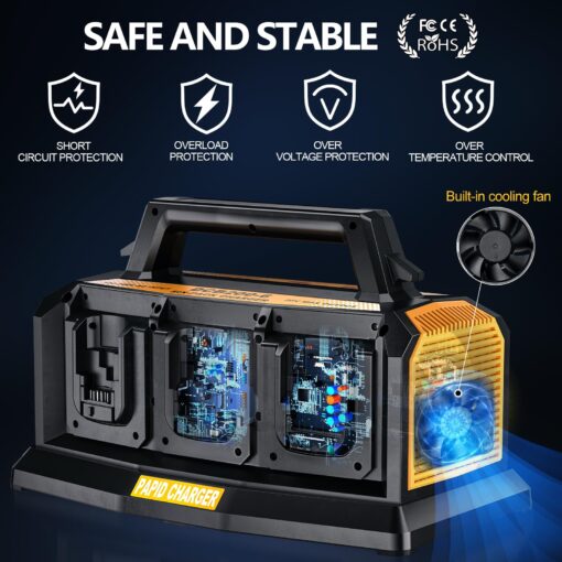 20V Max Battery Rapid Meanwhile Fast Charger 6-Ports,Charger Station for Dewalt 20V/60v Max Battery,Simultaneous Charging of 6 Port Each 3A,Compatible with Dewalt 12V/20V 60V Multi Battery Tools - Image 4