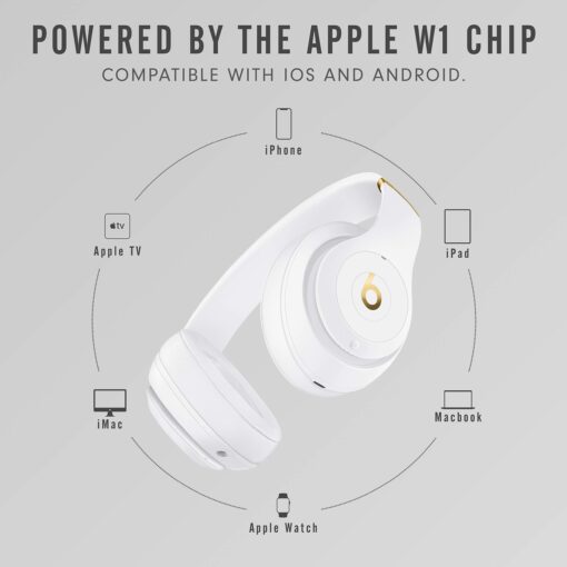 Beats Studio3 Wireless Noise Cancelling Over-Ear Headphones - Apple W1 Headphone Chip, Class 1 Bluetooth, 22 Hours of Listening Time, Built-in Microphone - White - Image 5