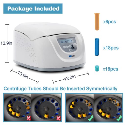ONiLAB Professional PRP Centrifuge Machine 15mLx8, 10mL/7mL/1.5-5mlx 12, Lab Benchtop Centrifuge, 3 Preloaded Programs for Fast Operation,Store 9 Programs, 30sec-99min,300-4500rpm(Max. 2490xg) - Image 2