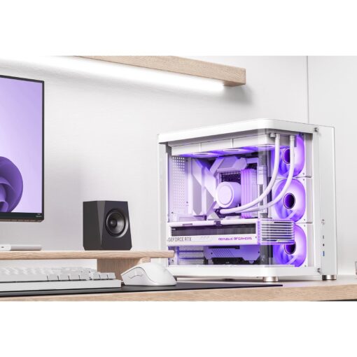 JONSBO TK-2 White ATX Mid-Tower Pc Case,Hyperboloid Glass Design, Separated Cabinet Structure, Al Alloy Shell Desktop Computer Case, Support BTF Motherboard/ATX Power supply/360 AIO,White - Image 3