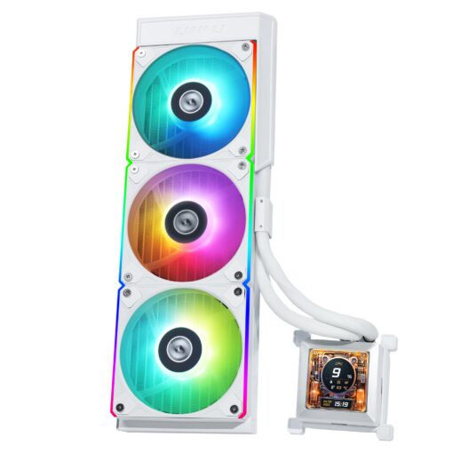 Lian Li Hydroshift 360 AIO - Pre-Installed 3 ARGB Fans, Side-Mounted Coolant Pathway, 2.88” LCD Screen 480 x 480 Res. Captured Images & Recorded Videos -LGA 1851,1700, 1200, AM5, AM4-White (HSLCD36RW)