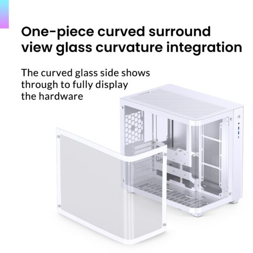 JONSBO TK-3 White One-Piece Curved Glass ATX Mid Tower Pc Case, One-Piece Curved Glass, Support BTF MB/Dual 360 AIO/ATX PSU/40Series GPU, with 10 Fan Positions, 270 Degree Side View Display,White - Image 8