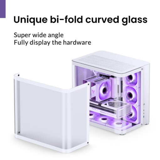 JONSBO TK-2 White ATX Mid-Tower Pc Case,Hyperboloid Glass Design, Separated Cabinet Structure, Al Alloy Shell Desktop Computer Case, Support BTF Motherboard/ATX Power supply/360 AIO,White - Image 7