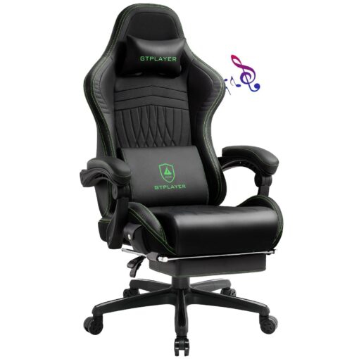 GTPLAYER Chair Computer Gaming Chair (Leather, Green)