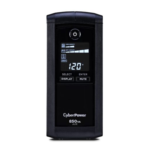 CyberPower CP850AVRLCD Intelligent LCD UPS System, 850VA/510W, 9 Outlets, AVR, Mini-Tower