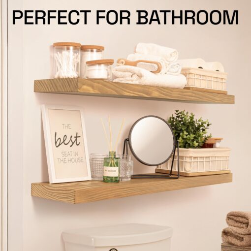 BAOBAB WORKSHOP Wood Floating Shelves for Bathroom - Long Floating Shelves for Wall for Bedroom Kitchen Living Room - Oak Shelves for Wall - 36 x 6.7 Inch, Set of 2 - Image 4