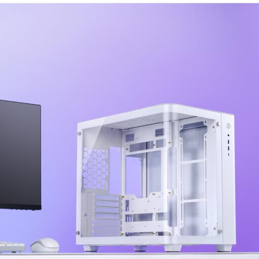 JONSBO TK-3 White One-Piece Curved Glass ATX Mid Tower Pc Case, One-Piece Curved Glass, Support BTF MB/Dual 360 AIO/ATX PSU/40Series GPU, with 10 Fan Positions, 270 Degree Side View Display,White - Image 2