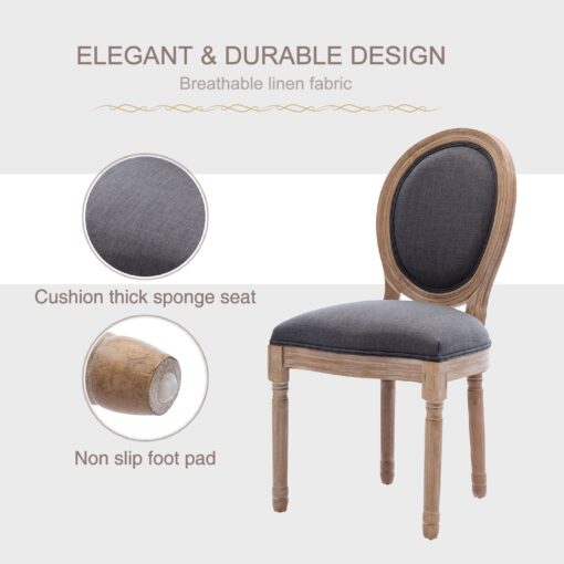 Virabit French Vintage Chairs Set of 2,Louis Farmhouse Dining Chairs with Solid Wood Frame and Tufted Fabric,Rubber Wood French Decor for Dining Room,Living Room, Kitchen,Restaurant - Image 7