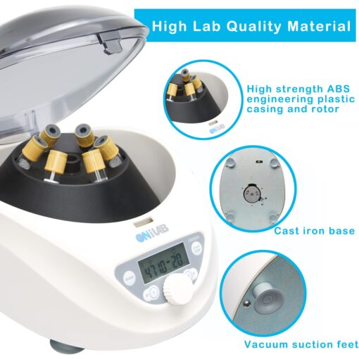 ONiLAB Lab PRP Benchtop Centrifuge 6x15mL/10mL/7mL/1.5-5ml, 300-5000rpm(Max. 2600xg RCF),LCD Digital Desktop Lab Centrifuge Timer 30sec-99min, Two Quick Start Programs - Image 5