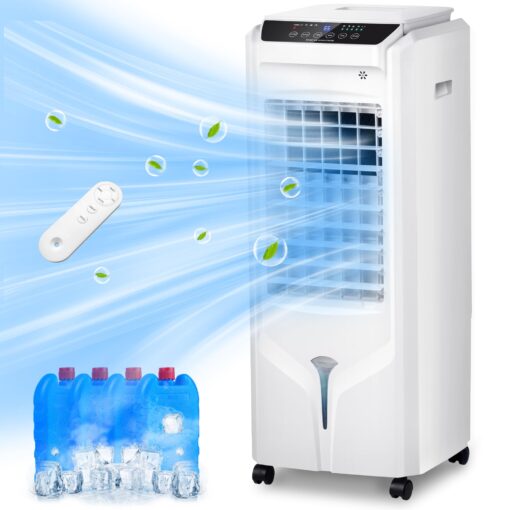 Uthfy 1800 CFM Evaporative Air Cooler, 32 Inch Swamp Cooler Air Conditioner with 4.2 Gal Water Tank, 120°Oscillation, 12H Timer, 3 Speed, 4 Modes, Remote, Portable Cooling Fan for Bedroom, Living Room