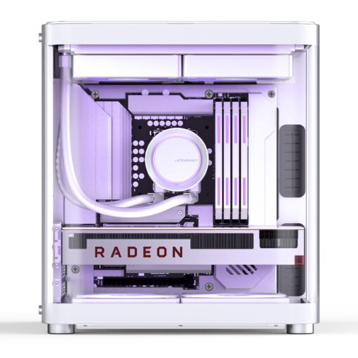 JONSBO TK-1 White Micro ATX Mini Tower Computer CASE, Hyperboloid Glass Design, Separated Cabinet Structure, Al Alloy Shell Matx Desktop PC Case, Support ATX Power supply/240 AIO, White - Image 5