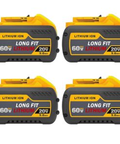 LONG FIT 4 Pack 9.0Ah Battery Replace for Dewalt 20V/60V 9.0AH Battery DCB606 DCB609 DCB612 Compatible with DeWalt 20V/60V Power Tools, Compatible with Dewalt Chargers
