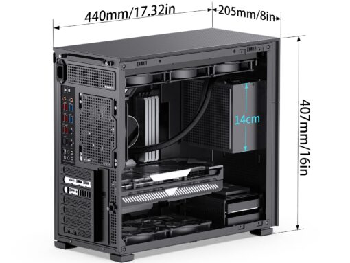 JONSBO D41 MESH SC Black ATX Computer Case with Screen, ATX PC Case Mid Tower/Support RTX 4090(335-400mm) GPU 360/280AIO,Power A-TX/SFX: 100mm-220mm Multiple Tool-Free Design,Black - Image 6