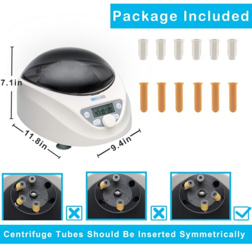 ONiLAB Lab PRP Benchtop Centrifuge 6x15mL/10mL/7mL/1.5-5ml, 300-5000rpm(Max. 2600xg RCF),LCD Digital Desktop Lab Centrifuge Timer 30sec-99min, Two Quick Start Programs - Image 2