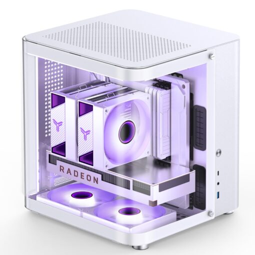 JONSBO TK-1 White Micro ATX Mini Tower Computer CASE, Hyperboloid Glass Design, Separated Cabinet Structure, Al Alloy Shell Matx Desktop PC Case, Support ATX Power supply/240 AIO, White - Image 2
