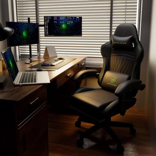 GTPLAYER Chair Computer Gaming Chair (Leather, Green) - Image 8