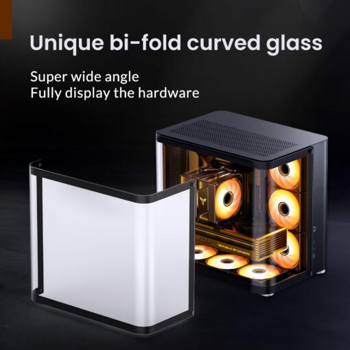 JONSBO TK-2 Black ATX Mid-Tower Pc Case,Hyperboloid Glass Design, Separated Cabinet Structure, Al Alloy Shell Desktop Computer Case, Support BTF Motherboard/ATX Power supply/360 AIO, Black - Image 6