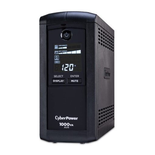 CyberPower CP1000AVRLCD Intelligent LCD UPS System, 1000VA/600W, 9 Outlets, AVR, Mini-Tower, Black - Image 6