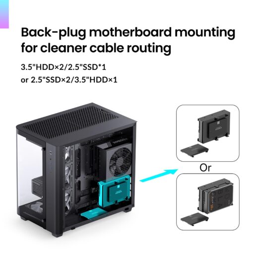 JONSBO TK-3 Black One-Piece Curved Glass ATX Mid Tower Pc Case, One-Piece Curved Glass, SP BTF MB/Dual 360 AIO/ATX PSU/40Series GPU, with 10 Fan Positions, 270 Degree Side View Display,Black Chassis - Image 5