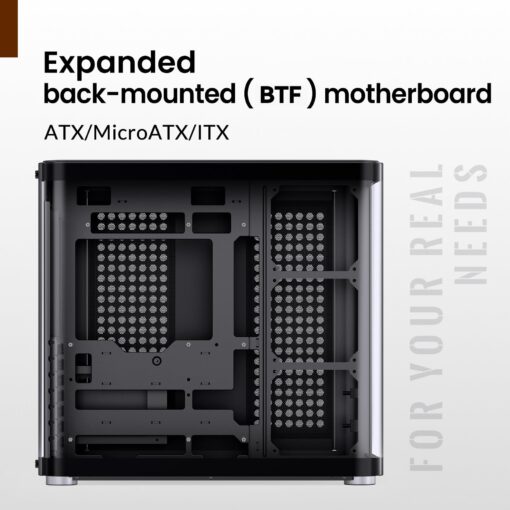 JONSBO TK-2 Black ATX Mid-Tower Pc Case,Hyperboloid Glass Design, Separated Cabinet Structure, Al Alloy Shell Desktop Computer Case, Support BTF Motherboard/ATX Power supply/360 AIO, Black - Image 4