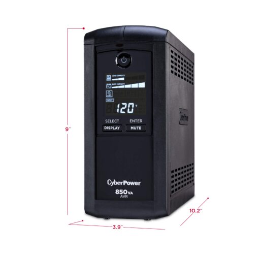 CyberPower CP850AVRLCD Intelligent LCD UPS System, 850VA/510W, 9 Outlets, AVR, Mini-Tower - Image 5