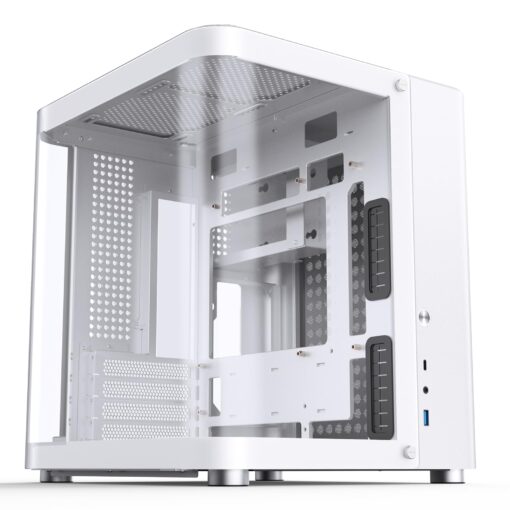 JONSBO TK-1 White Micro ATX Mini Tower Computer CASE, Hyperboloid Glass Design, Separated Cabinet Structure, Al Alloy Shell Matx Desktop PC Case, Support ATX Power supply/240 AIO, White - Image 6