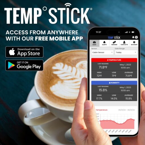Temp Stick Remote WiFi Temperature & Humidity Sensor, Data Logger. No Subscription. 24/7 Monitor, Unlimited Text, App & Email Alerts. Made in America. Use with Alexa, IFTTT. Monitor Anywhere, Anytime - Image 6