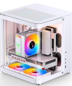 JONSBO TK-1 White Micro ATX Mini Tower Computer CASE, Hyperboloid Glass Design, Separated Cabinet Structure, Al Alloy Shell Matx Desktop PC Case, Support ATX Power supply/240 AIO, White