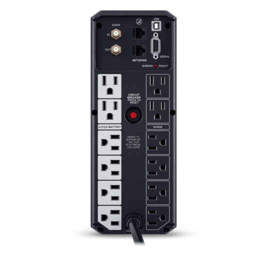 CyberPower CP1350AVRLCD3 Intelligent LCD UPS System, 1350VA/815W, 12 Outlets, 2 USB Ports, AVR, Mini Tower, Black - Image 6