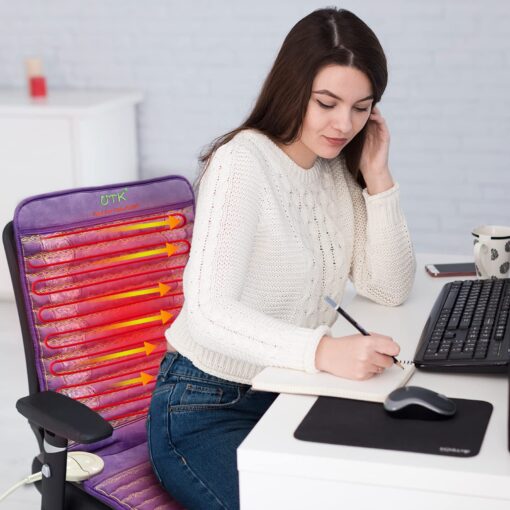 UTK Infrared Heating Pad, Amethyst Heating Pad,Heat Chair Pad, Far Infrared Heating Pad for Lower Back, Upper Back,Memory Function, Auto Turn Off, Carry Bag Included, Size 40'' x 18''