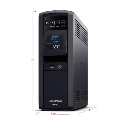 CyberPower CP1500PFCLCD PFC Sinewave UPS System, 1500VA/1000W, 12 Outlets, AVR, Mini Tower,Black - Image 5