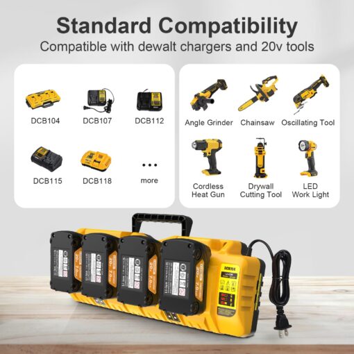 Lenoya Upgraded 7.0Ah Replacement for Dewalt 20V Battery 4Packs 20V Max High Capacity and DCB104 Charger Replacement for DCB200 DCB203 DCB204 DCB206 - Image 7