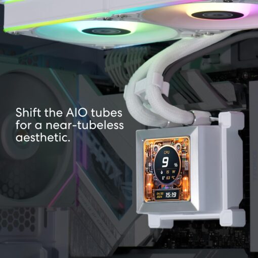 Lian Li Hydroshift 360 AIO - Pre-Installed 3 ARGB Fans, Side-Mounted Coolant Pathway, 2.88” LCD Screen 480 x 480 Res. Captured Images & Recorded Videos -LGA 1851,1700, 1200, AM5, AM4-White (HSLCD36RW) - Image 5