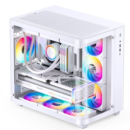 JONSBO TK-3 White One-Piece Curved Glass ATX Mid Tower Pc Case, One-Piece Curved Glass, Support BTF MB/Dual 360 AIO/ATX PSU/40Series GPU, with 10 Fan Positions, 270 Degree Side View Display,White - Image 3
