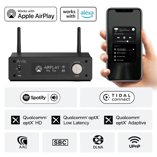 Arylic H50 Hi-Fi 50W*2 WiFi Audio Amplifier with Bluetooth aptX HD, HDMI ARC, AirPlay 2 and Spotify Streaming for Wireless Home Music. Support for transmitting and Receiving Music - Image 6