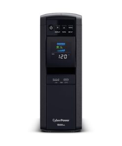 CyberPower CP1500PFCLCD PFC Sinewave UPS System, 1500VA/1000W, 12 Outlets, AVR, Mini Tower,Black
