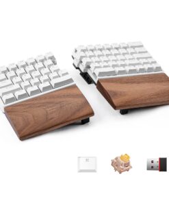 NocFree Wireless Ergonomic Split Mechanical Keyboard with Wrist Rest- Silent, RGB, Hot-Swappable, Compact 60% Layout, Foam Palm Rest, Programmable for Mac & Windows, PBT Keycaps