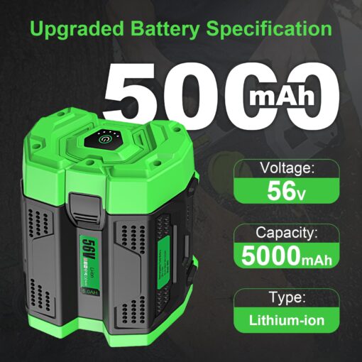 TOMAPEX 56V 5.0Ah Replacement for EGO 56v Battery BA2800 BA4200 BA1400, 5000mAh Lithium Ion Battery Compatible with All Power 56V CS1604 CS1804 CS1403 HT2400 LB6504 LB5804 LB6500 LB4800Tools - Image 7