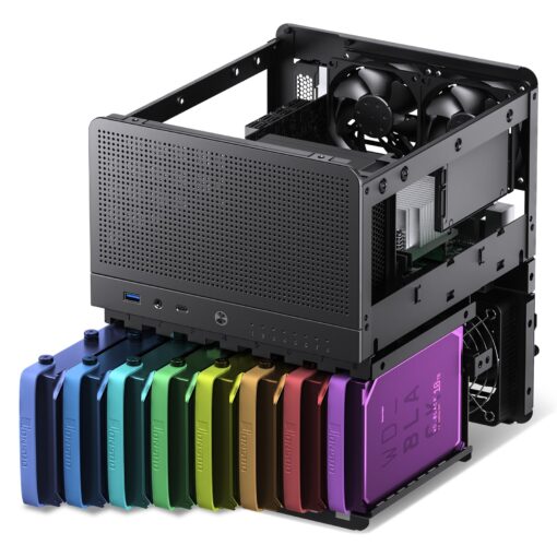 JONSBO N3 Mini-ITX NAS PC Chassis, ITX Computer Case, 8HHD+1-SSDD isk Bays NAS Mini Aluminum with Steel Plate Case, Built-in 2x10cm Fan, Power Support: SFX105mm, Support 130mm CPU Cooler - Image 6
