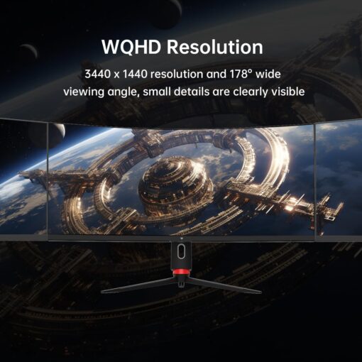 KTC 34 Inch Ultrawide Monitor, 165Hz WQHD 3440X1440 Curved Gaming Monitor, 1500R PC Monitor, HDR, FreeSync & G-Sync, HDMI, DisplayPort, VESA, Tilt Swivel Height Pivot Adjustment, H34S18S - Image 4