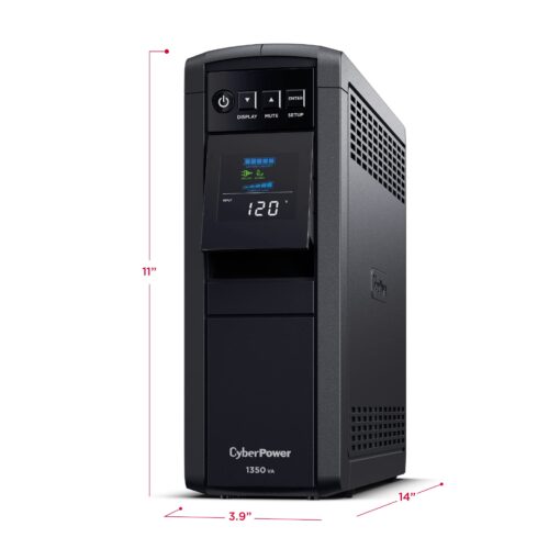 CyberPower CP1350PFCLCD PFC Sinewave UPS System, 1350VA/880W, 12 Outlets, AVR, Mini-Tower - Image 4