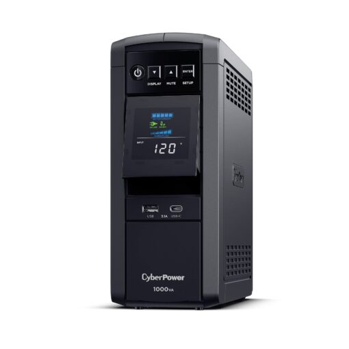 CyberPower CP1000PFCLCD PFC Sinewave UPS System, 1000VA/600W, 10 Outlets, AVR, Mini-Tower, Black - Image 2