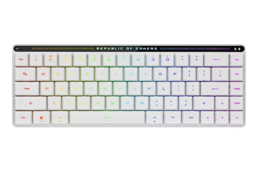 ASUS ROG Falchion RX Low Profile 65% Wireless Gaming Keyboard with ROG RX Blue Low-Profile switches, tri-Mode Connection, Protective Cover, Silicone dampening Foam, Touch Panel, and MacOS Support.