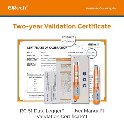 Elitech RC-51H USB Temperature Data Logger Reusable Digital Recorder Medical Refrigerator Thermometer Programmable Monitor 32000 Points High Accuracy (5 Packs) - Image 3