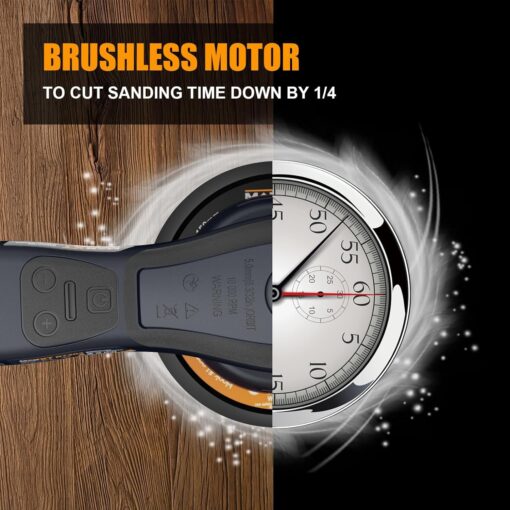 MAXXT Electric 5mm Random Orbital Sander Brushless 350W 3A Multi-function Variable Speed Electric Corded Orbital Sanders Machine with 10 Sanding Paper for Woodworking (R7303-5.0mmOrbit) - Image 6