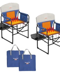 SUNNYFEEL Heated Camping Directors Chair, Heavy Duty,Oversized Portable Folding Chair with Side Table, Pocket for Beach, Fishing,Trip,Picnic,Lawn,Concert Outdoor Foldable Camp Chairs