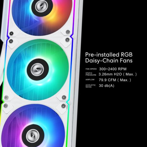 Lian Li Hydroshift 360 AIO - Pre-Installed 3 ARGB Fans, Side-Mounted Coolant Pathway, 2.88” LCD Screen 480 x 480 Res. Captured Images & Recorded Videos -LGA 1851,1700, 1200, AM5, AM4-White (HSLCD36RW) - Image 2