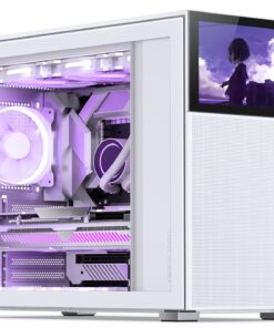 JONSBO D41 MESH SC White ATX Computer Case with Screen,ATX PC Case/Support RTX 4090(335-400mm) GPU 360/280AIO,Power A-TX/SFX: 100mm-220mm Multiple Tool-Free Design,White