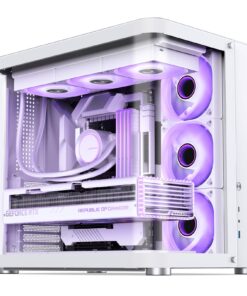 JONSBO TK-2 White ATX Mid-Tower Pc Case,Hyperboloid Glass Design, Separated Cabinet Structure, Al Alloy Shell Desktop Computer Case, Support BTF Motherboard/ATX Power supply/360 AIO,White