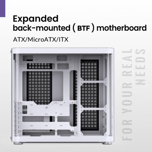 JONSBO TK-2 White ATX Mid-Tower Pc Case,Hyperboloid Glass Design, Separated Cabinet Structure, Al Alloy Shell Desktop Computer Case, Support BTF Motherboard/ATX Power supply/360 AIO,White - Image 5